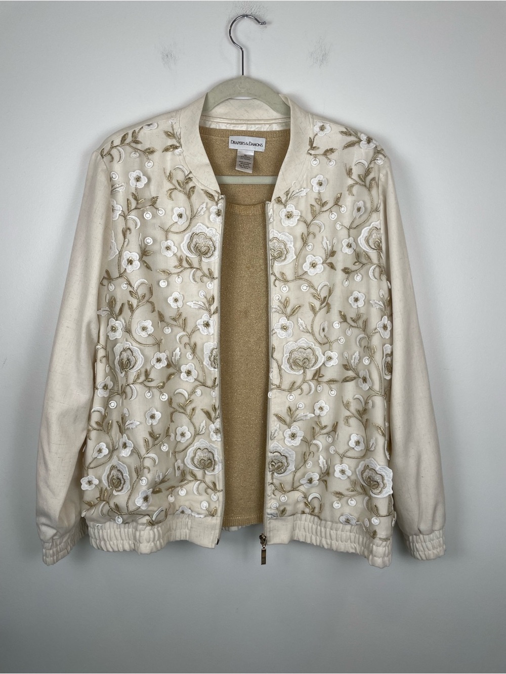 Draper & Damon’s Embroidered Floral 2 Piece Jacket Set XL Coquette Garden Luxury